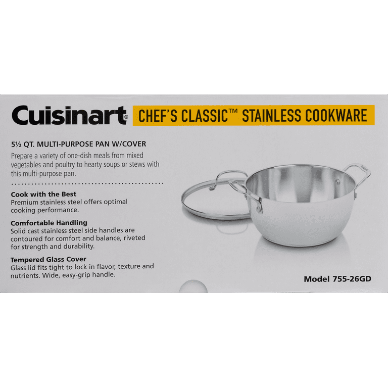 Cuisinart MultiClad Pro Casserole Stainless Steel Dish With Cover 5.5 Quart  Brushed Silver - Office Depot