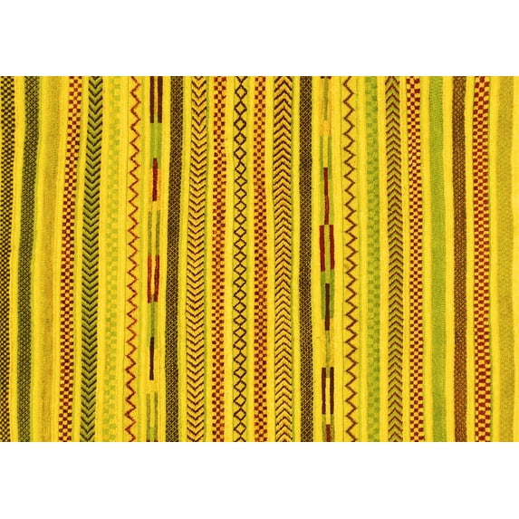 Ahgly Company Machine Washable Indoor Rectangle Abstract Yellow Modern Area Rugs, 5' x 8'
