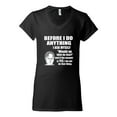 thumbnail image 2 of Wild Bobby, Office Dwight Quote Before I Do Anything, Pop Culture, Women Standard V-Neck Tee, Black, Small, 2 of 4