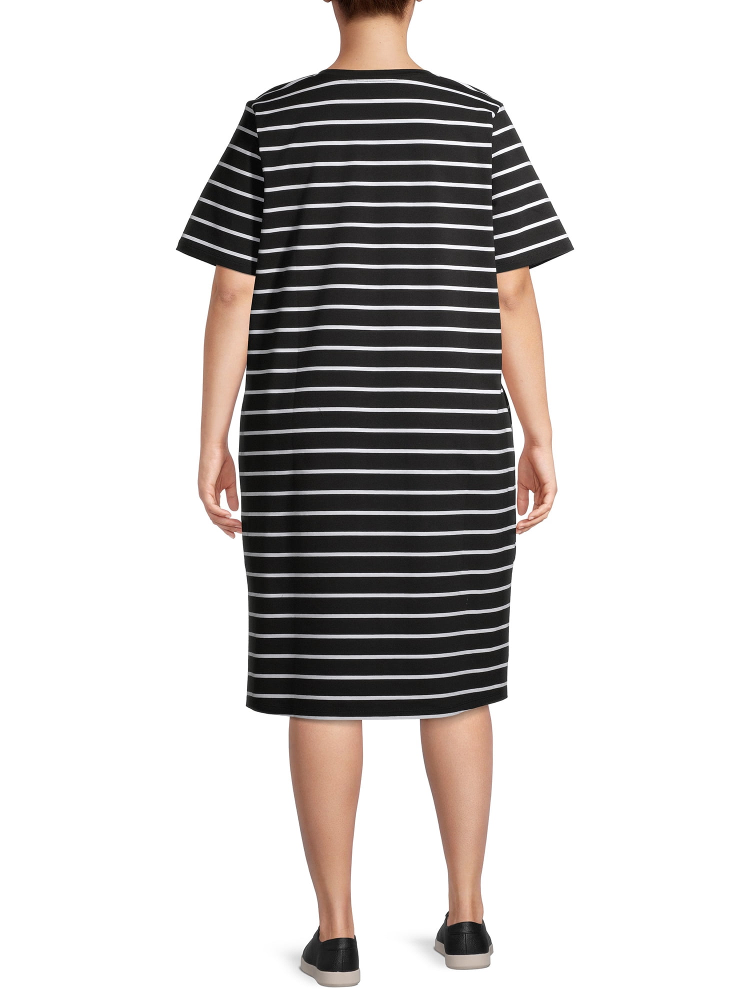 Terra & Sky Women's Plus Size V-Neck T-Shirt Dress with High Low Hem