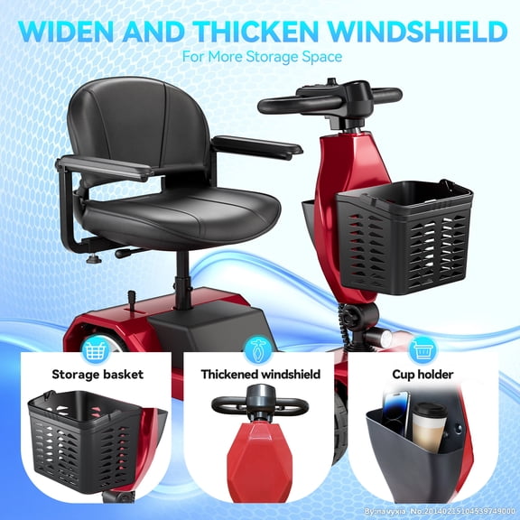 Edcsi Foldable Travel Motorized Scooter & Powered Electric Wheelchair - 4 Wheel Lightweight Mobility Scooter with Seat for Adults/Seniors