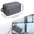 thumbnail image 2 of Bolsa pequeña de nailon para artículos de tocador, bolsa de afeitar ligera para hombres y mujeres, color gris, 2 of 5