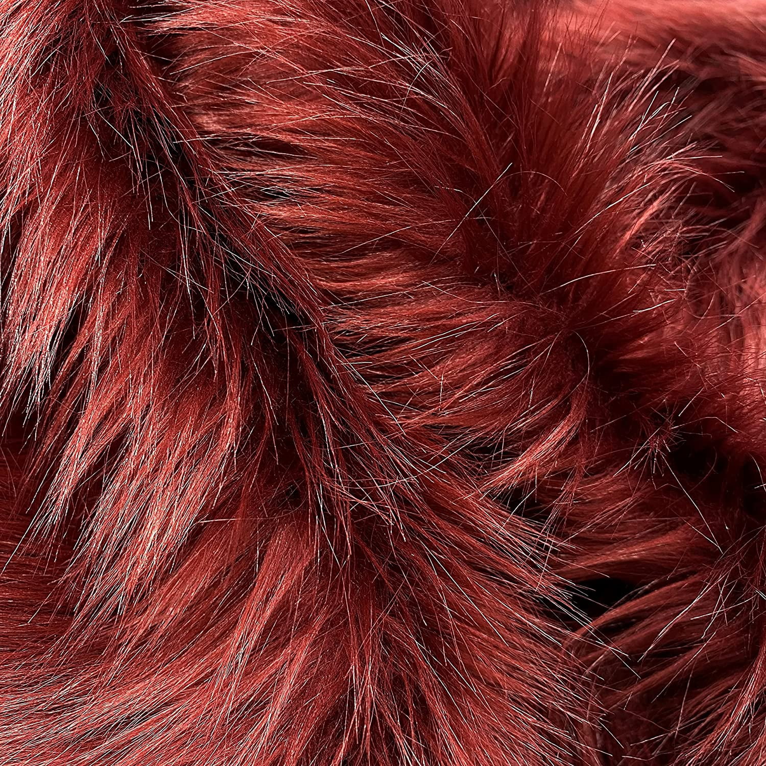 Faux Fur by the Yard - Long Pile Mohair Fur - Burgundy