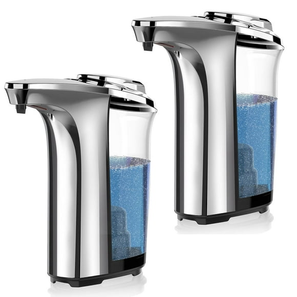 Automatic Soap Dispenser, PZOTRUF Touchless Dish Soap Dispenser 17oz/500ml with Upgraded Infrared Sensor, 5 Adjustable Soap Dispensing Levels, Liquid Hand Soap Dispenser for Bathroom (Silver