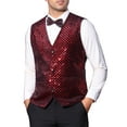 thumbnail image 1 of INSPIRE CHIC Chaleco para Hombre Argyle con Lentejuelas Cuello en V Sin Mangas Vestido de Fiesta Noche de Promoción Chaleco Brillante S Rojo, 1 of 5