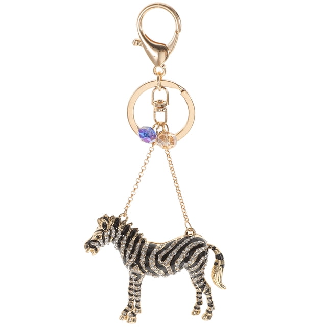 EeaseCA 1pc Stylish Diamond Keychain Craft Zebra Ornament Keyring Bag Ornament