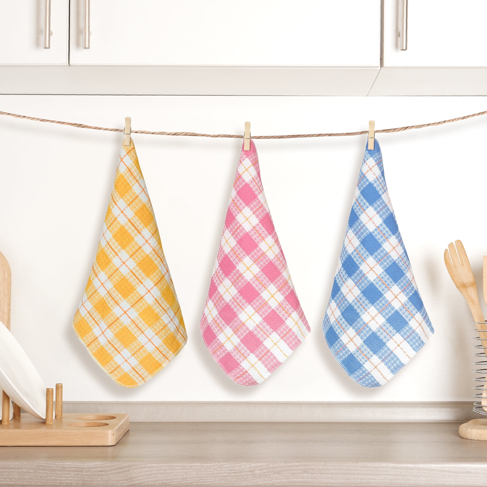 Unique Bargains Kitchen Dish Cloths 14" x 16" Absorbent Dish Drying Dish Kitchen Towels Orange 6pk