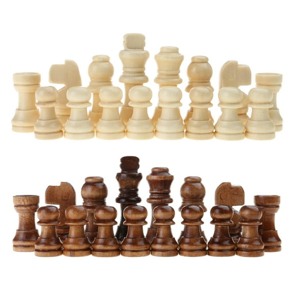 BQBQERT 32Pcs Wooden International Chess Pieces with No Board Chess Pieces Replacement