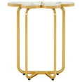 thumbnail image 3 of Barara King 26Inch Tall Faux Narrow Nightstand Sofa Table with Stylish Gold Frame, Half-Flower Accent End Table Side Table for Small Spaces, Living Room, Bedroom, White & Gold, 3 of 6