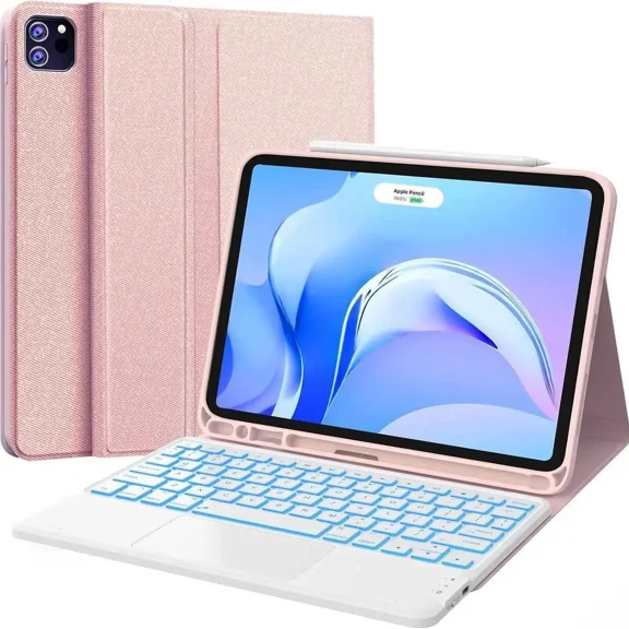 Touchpad Keyboard Case for iPad Air 11 Inch 2026 M4 2025 M3 2024 M2, iPad Pro 11 4th/3rd/2nd/1st Gen, iPad Air 5th & 4th Gen 10.9, 7-Color Backlight, Pencil Holder