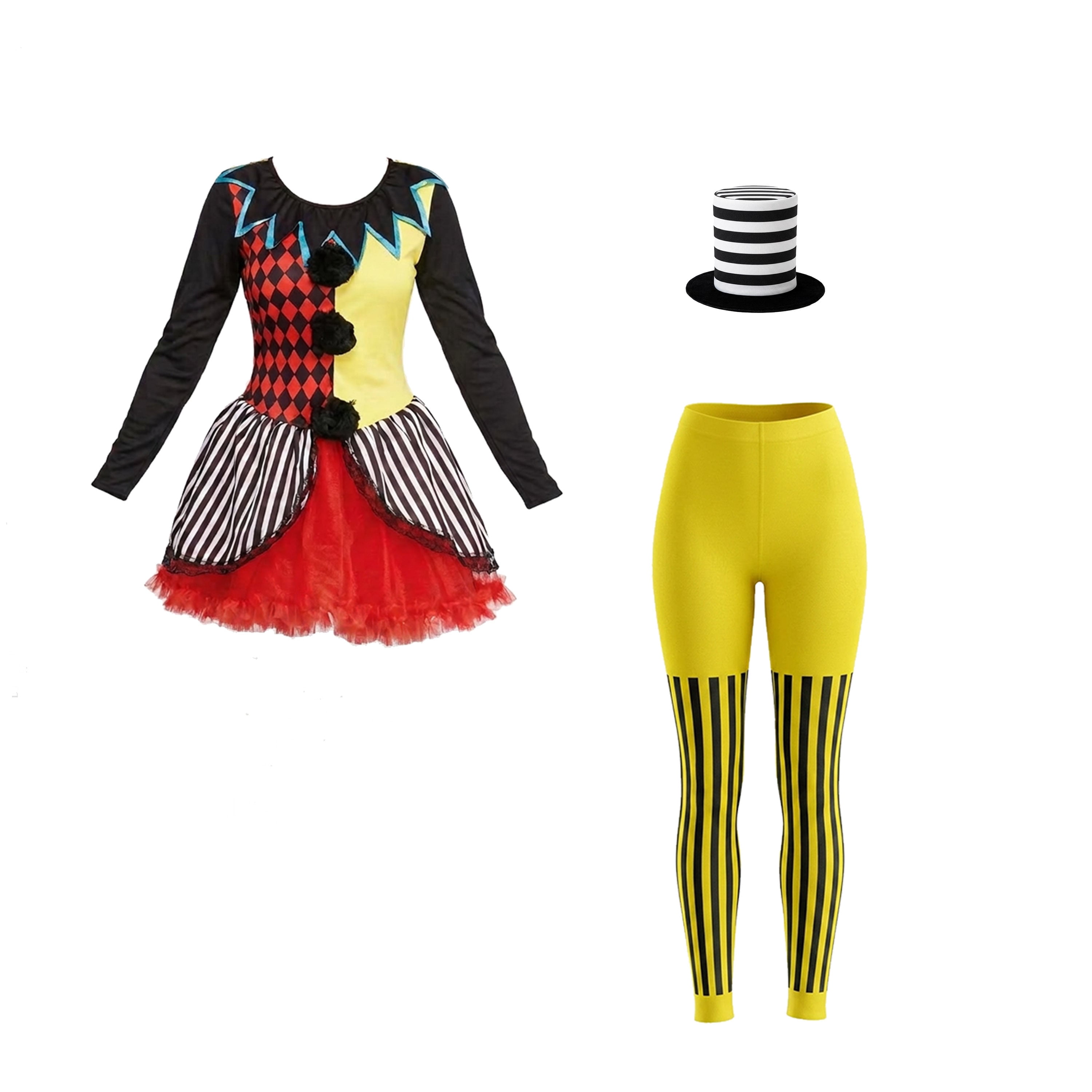 Freakshow Clown Halloween Costume for Adults, Women's Size S (4/6), by Way to Celebrate