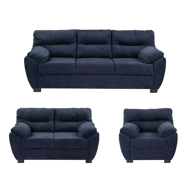 Sala 3-2-1 Dicasa Monza (Sofá, Love Seat y Sillón) Azul para Sala