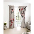 thumbnail image 3 of Vintage Red Floral Blackout Curtains for Bedroom/Living Room, Thermal Insulated Kitchen Curtains, Farmhouse Birds Botanical Grommet Darkening Window Treatment Drapes 27.5"x39"x2, 3 of 8
