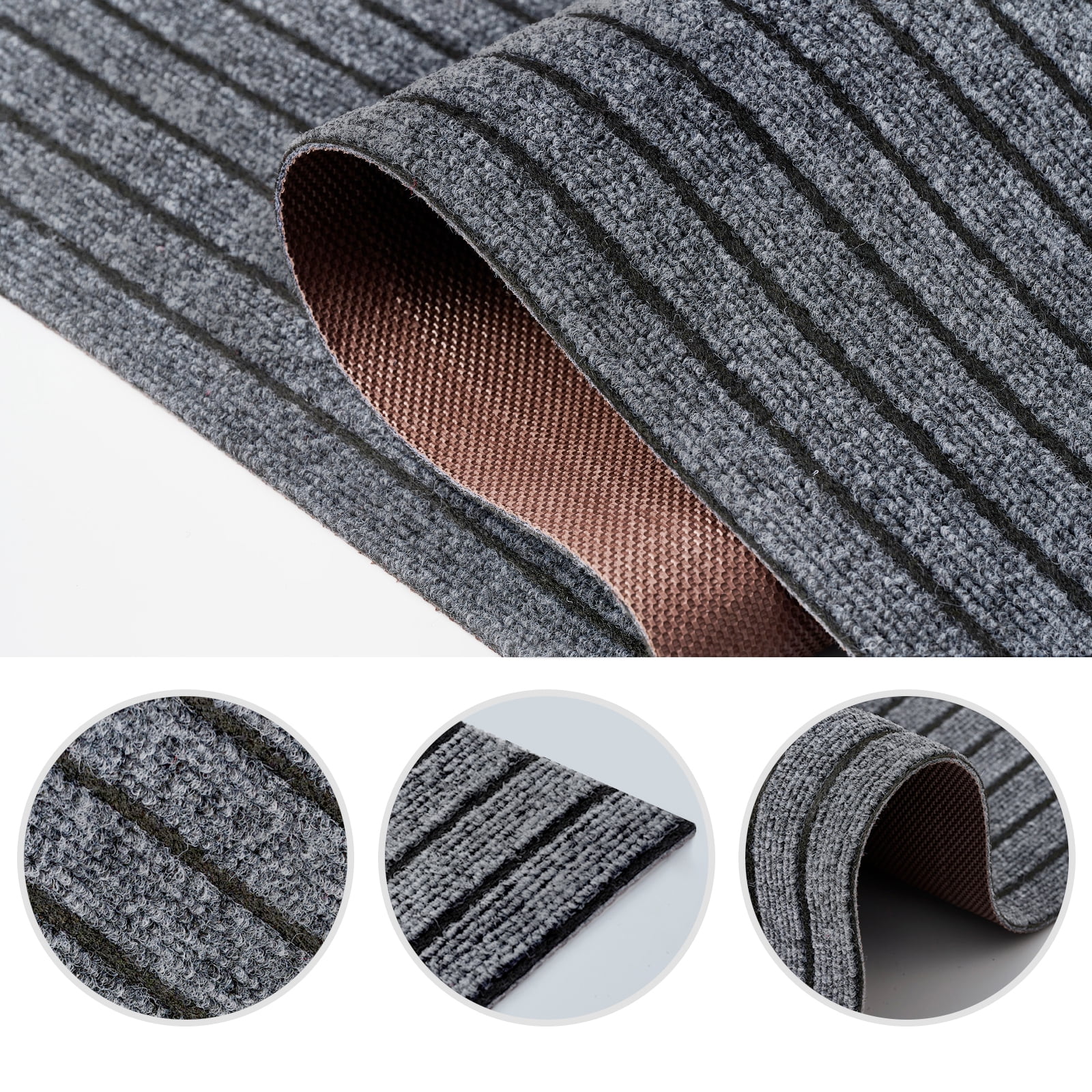 BESTVUE Area Runner Rug Outdoor Non Slips Carpet Runners Indoor Utility Rugs Mat for Kitchen Hallway Entryway Garage with Rubber Backing Striped Gray 2ft x 6ft