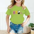 thumbnail image 2 of Girls Shirts Kid Graphic Round Neck Short Sleeved Tops Summer Casual Wear Girls Tops Light Green 8 Years-9 Years, 2 of 5