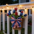 thumbnail image 4 of Corona del Día de la Independencia con lazo rojo, blanco y azul, corona patriótica con estrellas, decoración para la puerta principal del 4 de julio, cinta con la bandera estadounidense, decoración pa, 4 of 6