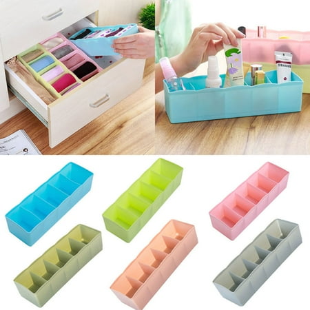 

Leaveforme 5 Cells Plastic Storage Box Tie Bra Socks Drawer Cosmetic Divider Tidy Organizer