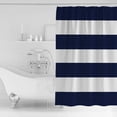 thumbnail image 2 of Navy Blue Stripe Shower Curtain, 60" x 72", Simple Style White Striped Waterproof Bathroom Curtain Washable Shower Curtain Set with 12 Hooks, 2 of 6