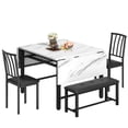 thumbnail image 4 of MIERES 4-Person Folding Kitchen Dining Table and Chair Set, 4-Person Dining Set, Marble-Look Dining Table, Extendable Dining Table Ideal for Small Spaces, White, 4 of 9