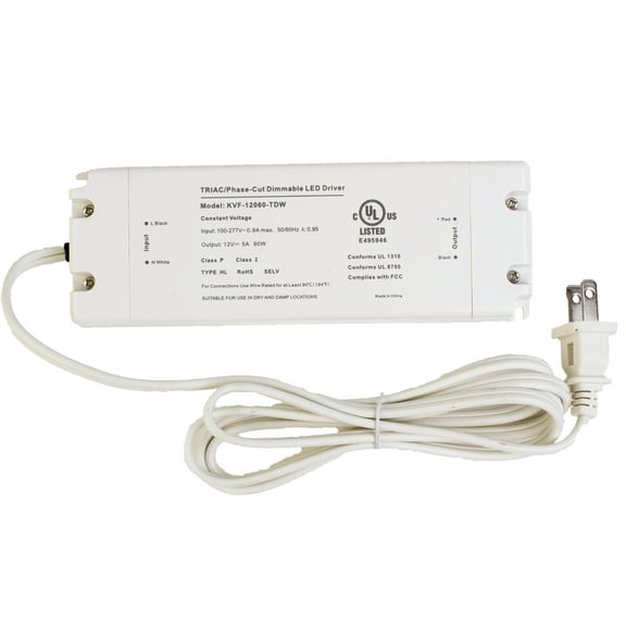 UL LISTED 12V 5A 60W CLASS 2 TRIAC DIMMABLE POWER SUPPLY DRIVER for LED Light