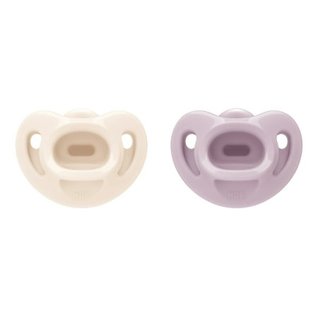 NUK Comfy 100% Silicone Pacifier, Girls, Size 1 (0-6 Months), 2 Pack