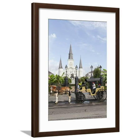 Jackson Square Statue - Statue, St. Louis Cathedral, Jackson Square, French Quarter, New Orleans, Louisiana, USA Framed Print Wall Art By Jamie & Judy Wild