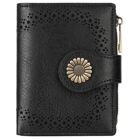 KALUNMA Small Wallets for Women Bifold RFID Blocking Leather Card Holder Compact Wallet with Zipper Coin Pocket