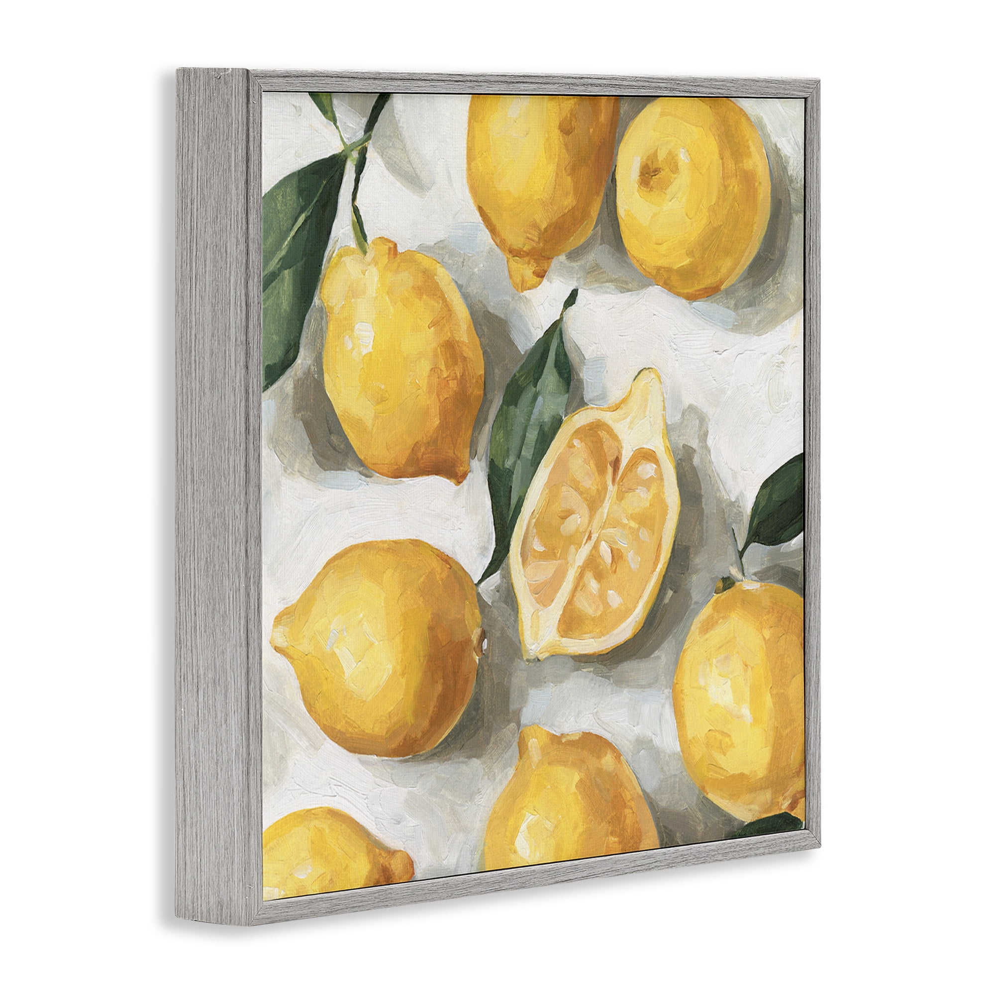 Stupell Industries Citrus Lemons Over White Food & Beverage Painting Gray Framed Art Print Wall Art, 24 x 24