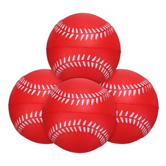Uxcell Soft Sponge Foam Baseballs, PU Solid Baseballs Training Practice Ball 9" & 4 Pack & Red-Fitting for (Daily Practice/Fun Sports/Competition)