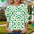 thumbnail image 2 of felwors St Patricks Day Shirt Women Plus Size Funny 3/4 Sleeve Cute Saints Tops Shamrock Shirts Lucky Irish Shamrocks Outfit (Light Green, M), 2 of 6