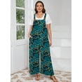 thumbnail image 5 of SHOWMALL Women’s Plus Jumpsuits Summer Boho Casual Wide Leg Overalls Green Field 3X Floral Print Baggy Rompers with Pocket, 5 of 7