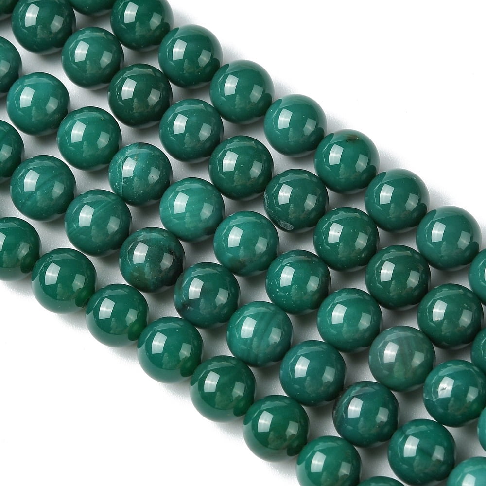 Round Natural Agate Bead Strands Dyed Heated Dark Green 8mm Hole: 1mm 49pcs/strand 15.74 inch
