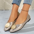 thumbnail image 5 of Gpaecead Women's Sparkly Metal Disc Flats Pointed Toe Faux Leather Slip On Cushioned Insole Comfort Shoes For Weddings And Parties, B-Gold, 5 of 8