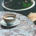 thumbnail image 3 of Ambesonne Pastel Floral Fitted Round Tablecloth, Branches Magnolia Art, 56"- 60" Diameter, Soft Blue and Dark Purple, 3 of 5