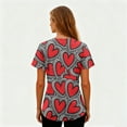 thumbnail image 3 of Hearthz Plus Size Valentines Scrub Top Heart Printed V Neck Short Sleeve Nursing Work Uniforms Stretch Womens Tops Work with Pockets S-5xl, 3 of 5