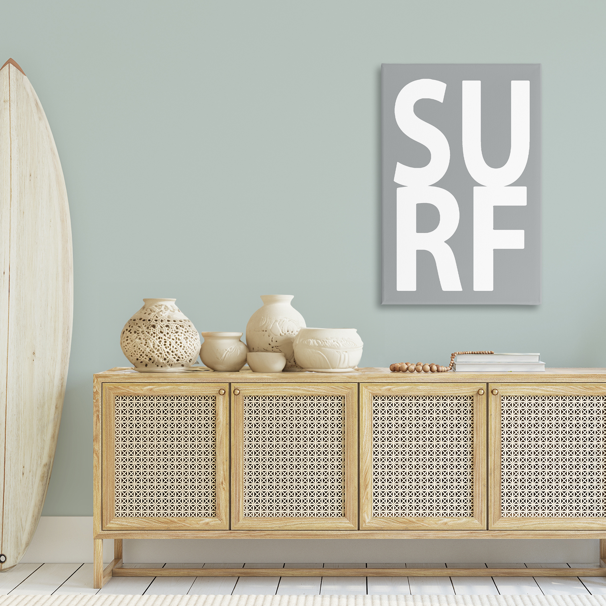 Stupell Industries Surf Word on Grey Typography Painting Gallery Wrapped Canvas Art Print Wall Art, 30 x 45