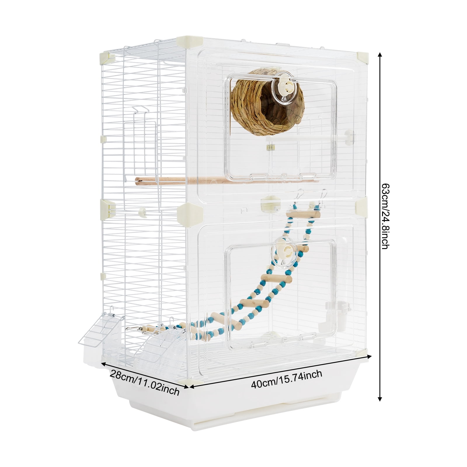 Bird Cage for Small Medium Birds, Standing Flight Bird House with Nest Feeders, Birdcage with Removable Tray (15.74*11.02*24.8in)