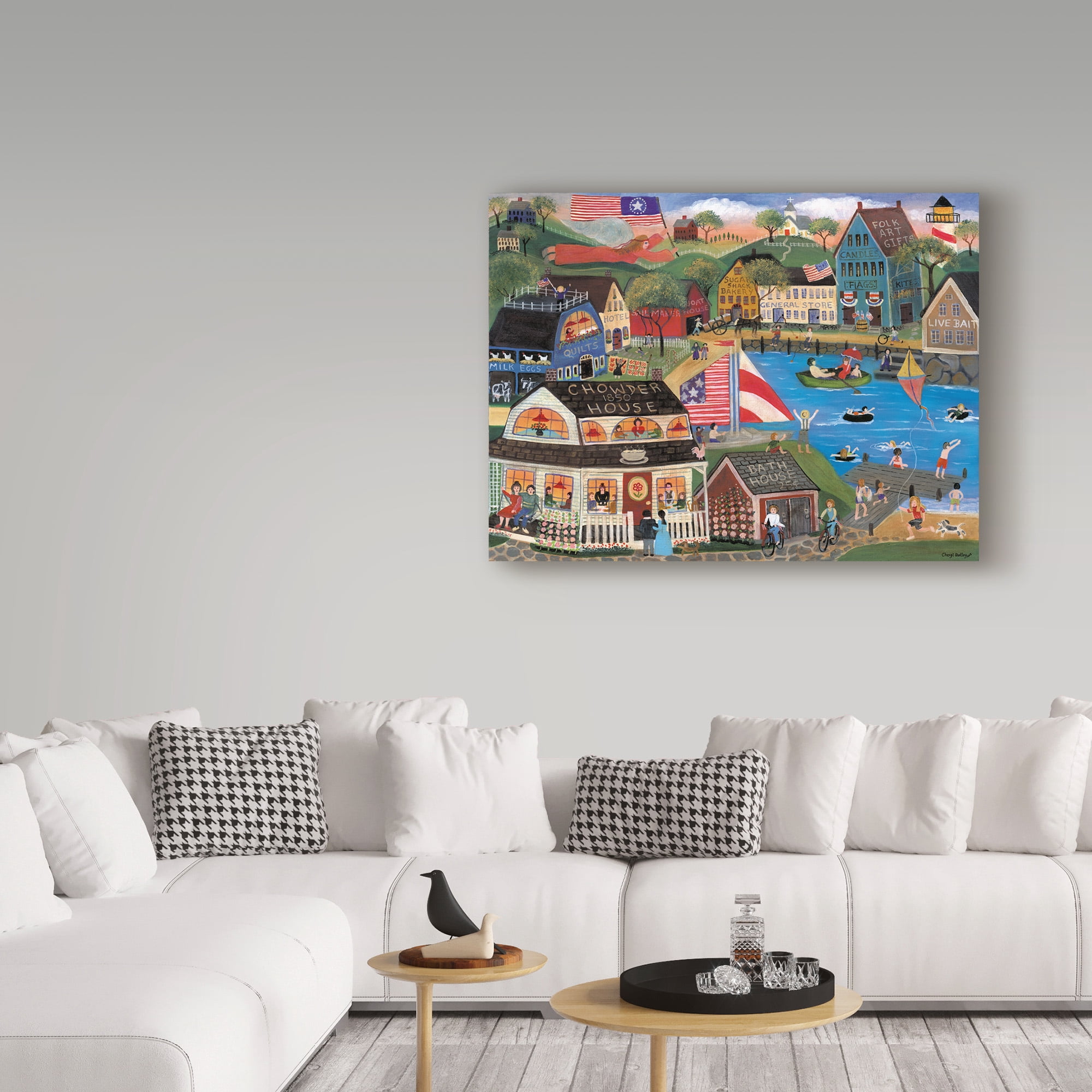 Trademark Fine Art 'Summertime Spirit Village ' Canvas Art by Cheryl Bartley