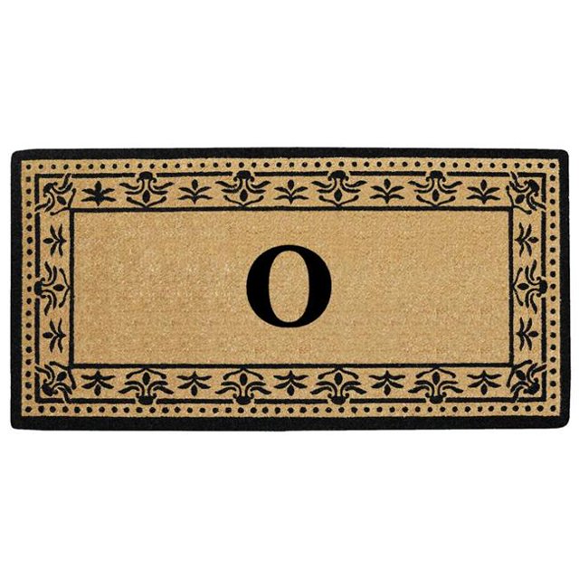 Nedia Home O2193O 22 x 36 Po Corinthienne Résistant Tapis de Porte en Fibre de Coco&44; Monogramme O - Noir