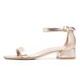 thumbnail image 2 of XYD Women's Dress Round Open Toe Ankle Strap Sandals with Buckle Classic Low Block Heel Shoes for Wedding Prom Size 13.5 Gold, 2 of 4