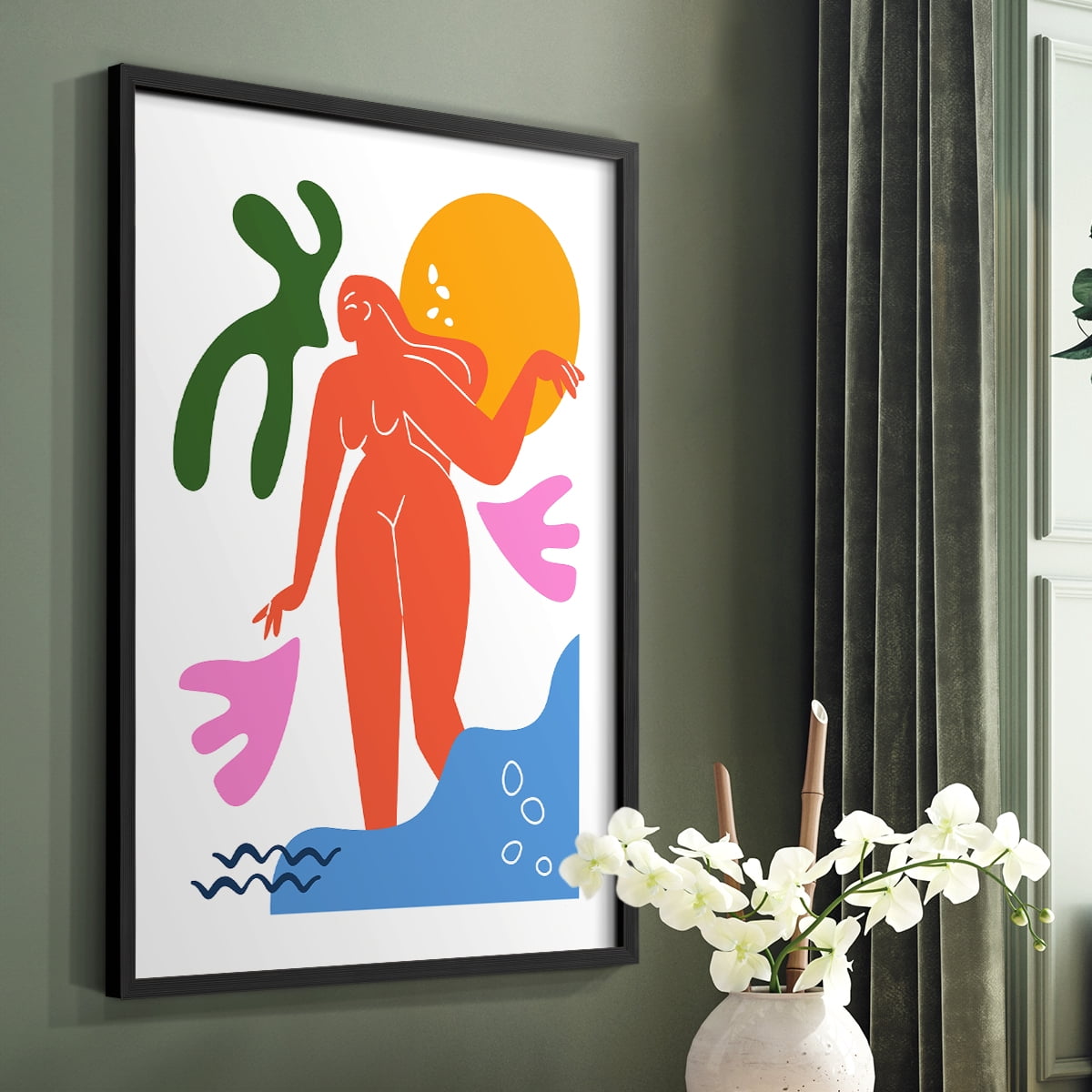 Matisse CDLIV in Black Solid Wood Framed Print No Nail Hanging
