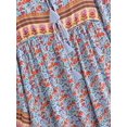 thumbnail image 4 of Spring Summer Women Lace-up Tassel Ethnic Wild Floral Print Vocation Beach Bohemian Maxi Dress Boho Dress Robe, 4 of 6