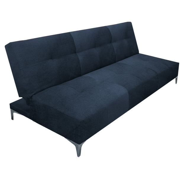 Sofa Cama Reclinable El Bazar Store Vegas Azul Terciopelo Marino Futon 3 posiciones Sala