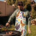 thumbnail image 4 of White Chicken Colorful Spot Pattern Apron-Garden Aprons for Women with Pockets-Cotton Linen Waterproof Kitchen Cooking Gardening Aprons Adjustable for Kitchen,Cooking,BBQ and Salon 33x27 Inch, 4 of 7