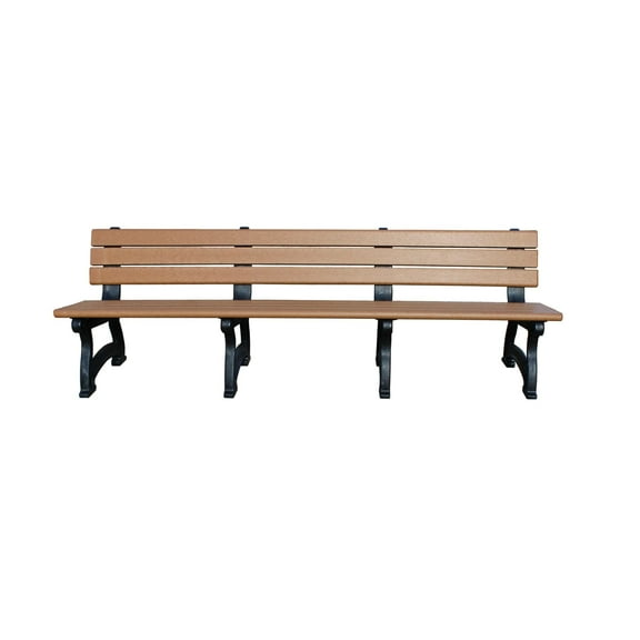 Sturdy Essentials Aspen 8 Foot Park Bench - Durable 100% Recycled Wood | Weather-Resistant, Comfortable Outdoor Seating for Parks, Gardens & Patios - Cedar