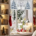 thumbnail image 3 of Rod Pocket Window Valances Winter Christmas Blue Tree Short Kitchen Curtains Snowy Season Snowflakes Window Treatment Drapes for Bedroom Bathroom Living Room 54x18In,1 Panel, 3 of 7