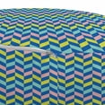 thumbnail image 3 of Herringbone Pouf Cover with Zipper, Colorful Illustration Designed with Herringbone Tile Pattern Art Print, Soft Decorative Fabric Unstuffed Case, 30" W X 17.3" L, Multicolor, by Ambesonne, 3 of 5