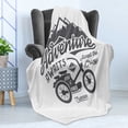 thumbnail image 4 of Saying Soft Flannel Fleece Throw Blanket, Wild and Free Theme with Greyscale Mountains and Motorcycle Wanderlust Summer, Cozy Plush for Indoor and Outdoor Use, 50" x 70", White and Grey, by Ambesonne, 4 of 5
