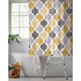 thumbnail image 2 of Split Shower Curtain for Transfer Bench, Moroccan Fabric Shower Curtains for Bathroom, Vintage Moroccan Texture Yellow Grey Tub Sliding Transfer Bench Waterproof Bath Curtains 72"x78", 2 of 9