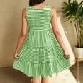 thumbnail image 4 of Fmbrln Womens Casual Stripe Print Dress Summer Fashion Sleeveless Crew Neck Tiered Ruffle Mini Dress Vacation Beach Sundress, 4 of 5
